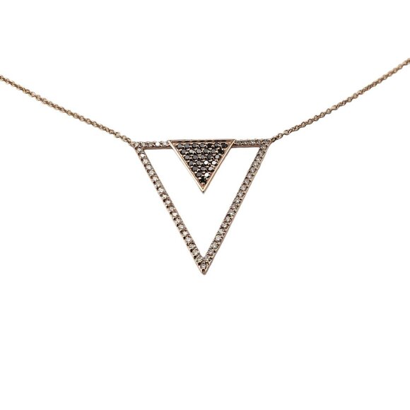 Effy 14 Karat Rose Gold Black and White Diamond Pendant Necklace like new